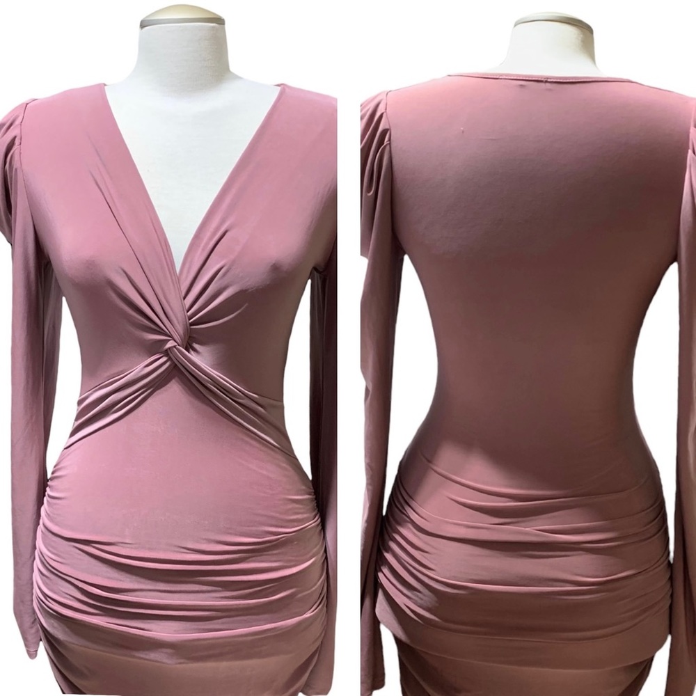 Charlotte Russe Pink Bodycon Cinched And Side Ruched Detail Dress Size Small